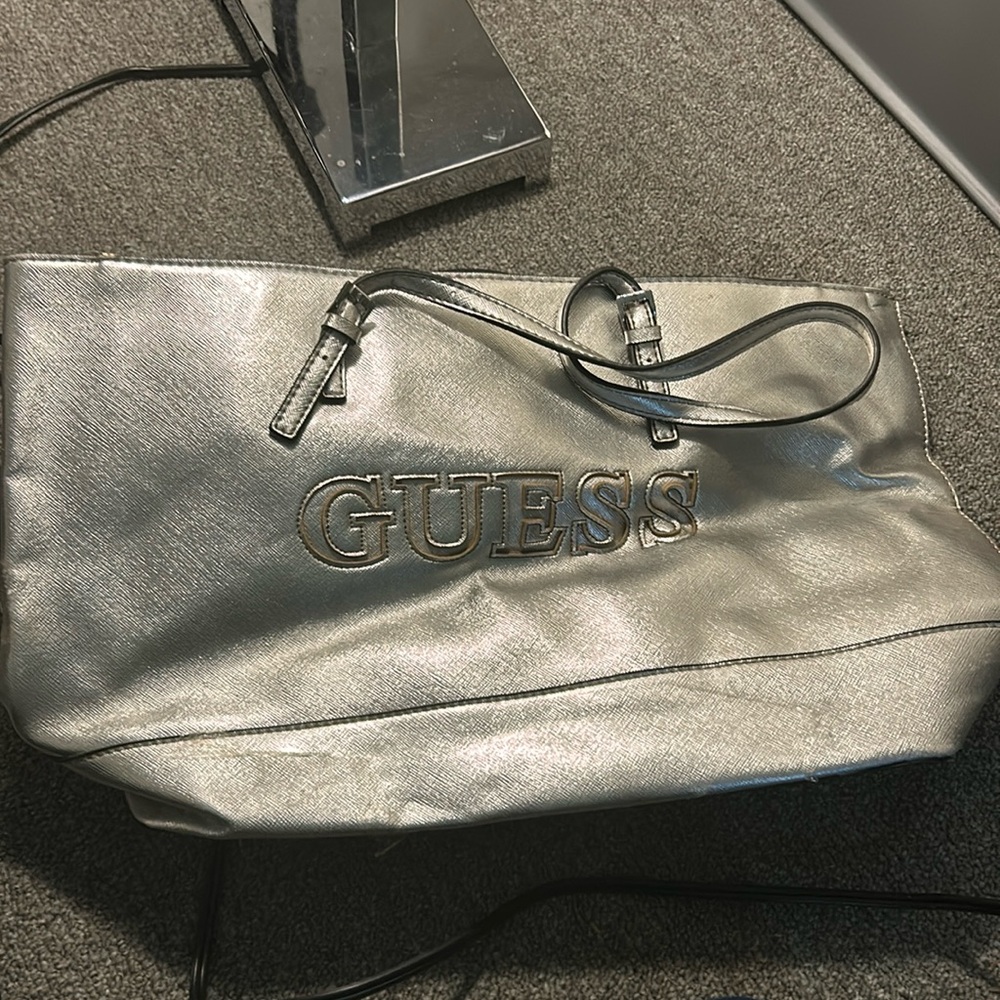 Silver GUESS tote purse